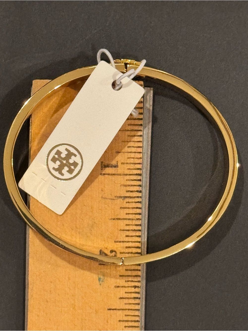 NWT Tory Burch Kira Flora-Print Enamel Hinged Bangle Bracelet Gold Cream - Picture 12 of 13